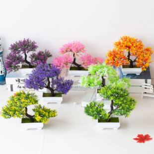 Factory direct selling trigema small green pine simulation plant home decoration ornaments bonsai potted plants
