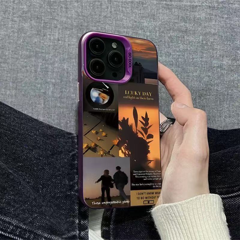 Funda para Teléfono con Diseño de Pareja al Atardecer, Compatible con Apple 17 Pro Max, Funda Personalizada y Energética para iPhone 16/15/14, Texto 13