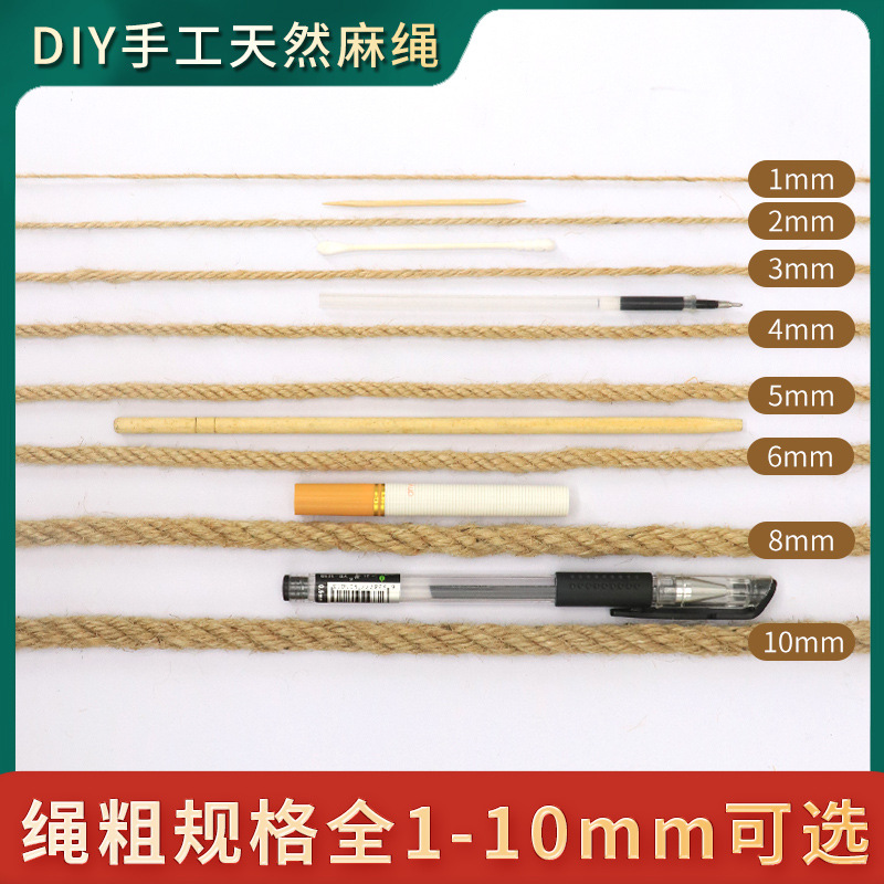 Cuerda de cáñamo gruesa para manualidades, decoración de jarrones, etiquetas, cuerda para atar, material para rascador de gatos de pared