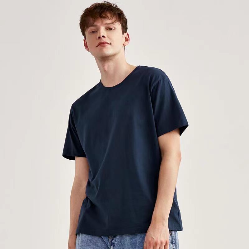 Solid color short sleeve navy blue