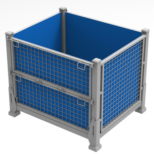 Folding grid material box with hollow board lining load 2 tons stacking 4 layers accessories turnover heavy storage cage