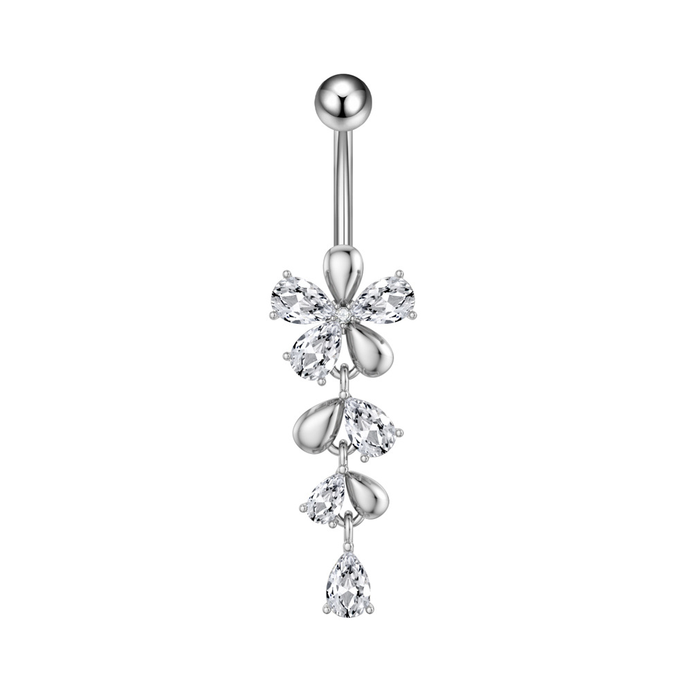 5g Weight Zircon Inlay Material Belly Ring Classification 1 Piece Quantity Casual, Bar Occasion 316 Stainless Steel Material Star, Flower, Butterfly Pattern All Seasons Season Unisex Gender Plating Design Hip-Hop, Simple Style, Cool Style Style 1 Piece 316 Stainless Steel Zircon Belly Rings Star Flower Butterfly Unisex 19