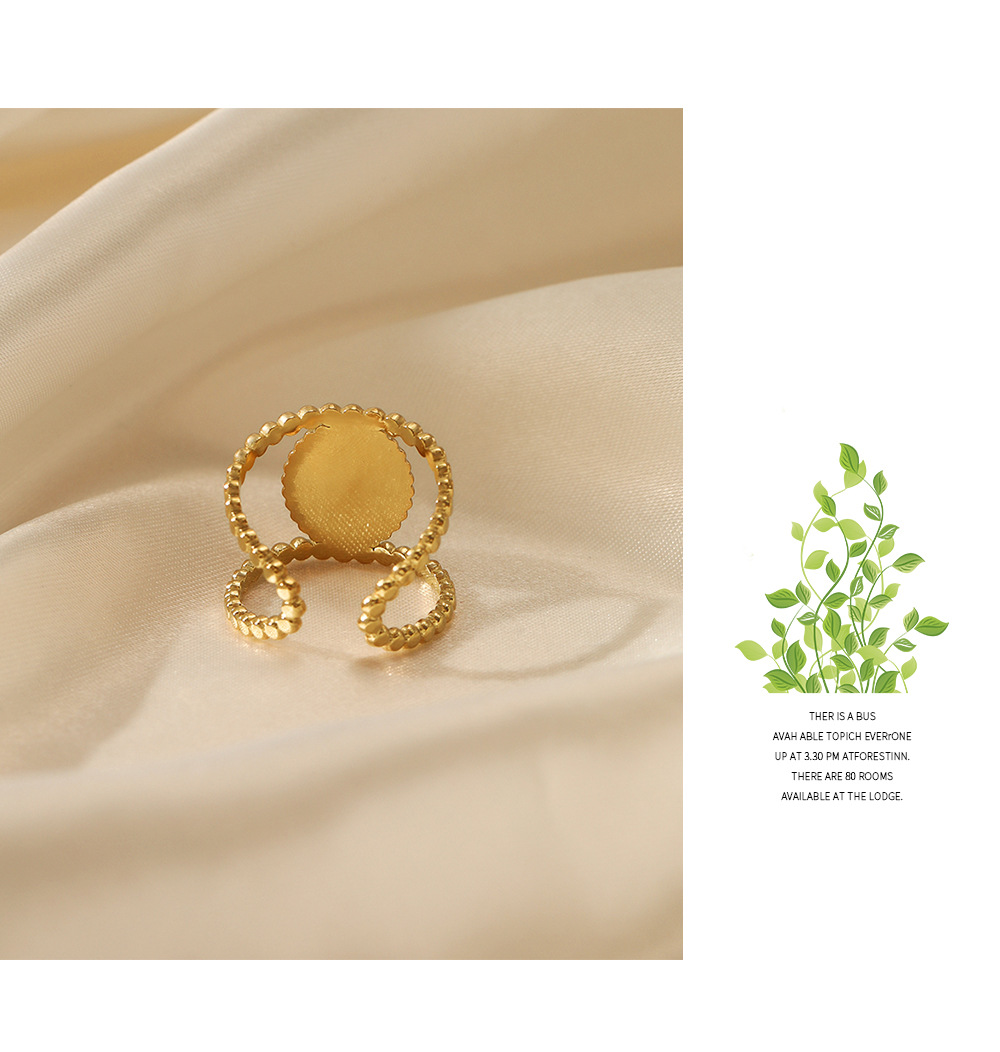 Fashion Round Stainless Steel Plating Inlay Natural Stone Open Ring 1 Piece