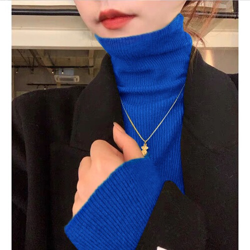 Layered High-Neck Thicker Crew Neck Knit Top for Women, Stylish Long-Sleeve Turtleneck Crew Neck Sweater for Women