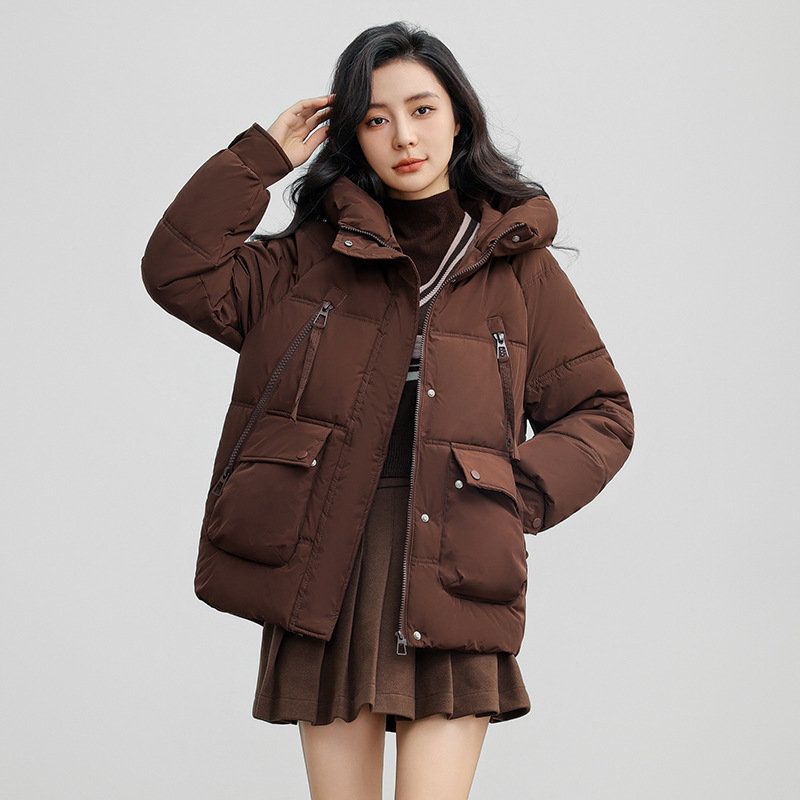 2024 invierno nuevo comercio exterior ropa de algodón estilo coreano estilo de diseño de mujer con capuchón suelta chaqueta de algodón de color sólido moda image 10