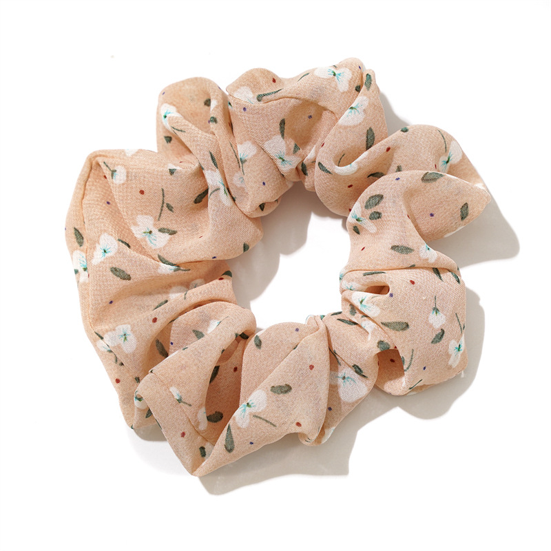 Tela de gasa de verano intestino grueso anillo de pelo cuerda floral dulce chica pelo anillo cabeza accesorios lazo cabeza banda de goma en stock presente pelo