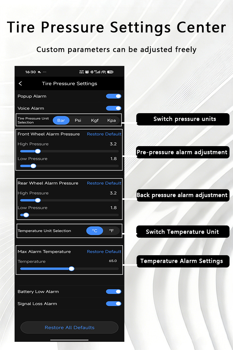 Cross-Border Multi-Language Tpms Car and Motorcycle Bluetooth Tire Pressure Detector with Mobile App for Real-Time Tire Monitoring