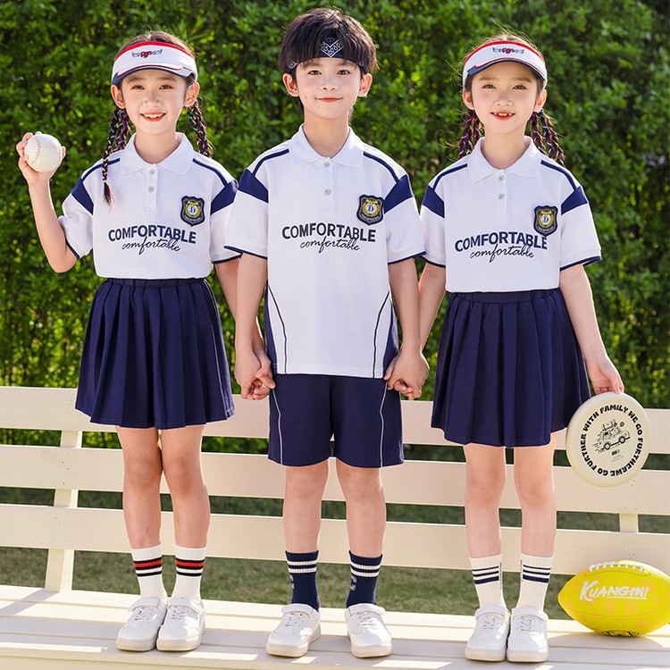 小学生校服夏季学院风短袖运动套装儿童毕业照班服幼儿园六一园服