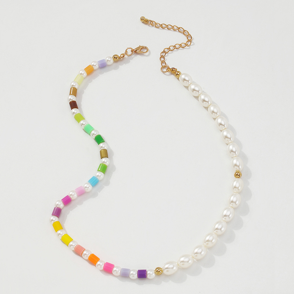 Pearl short clavicle chainBohemian ethnic style colored necklacepicture7