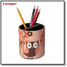 创意皮革笔筒PU笔筒双开笔筒带相框办公用品收纳   LG-B010D