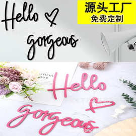 华丽墙壁装饰Hello Gorgeous标志3D木质艺术家庭办公室门派对用品