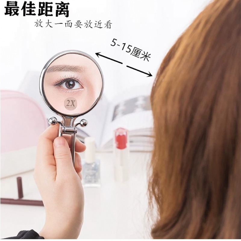 ハイグレード6インチラウンドミラー両面5倍10倍15倍ルーペメイクミラープリンセスミラー折りたたみ式手持ちミラーYD-2|undefined