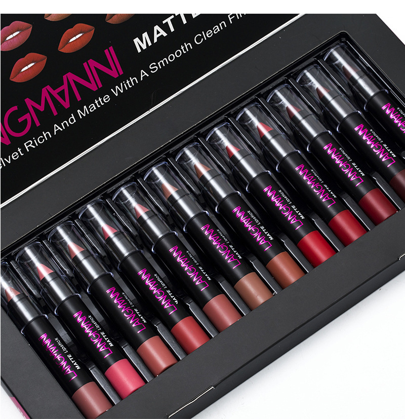 Langmanni 12-tube Velvet matte Lipstick Set, non-stick cup matte black tube lipstick Amazon undefined