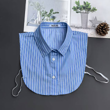 H30新款高档纯棉假领子尖领条纹假领子男女通用百搭衬衣假领子