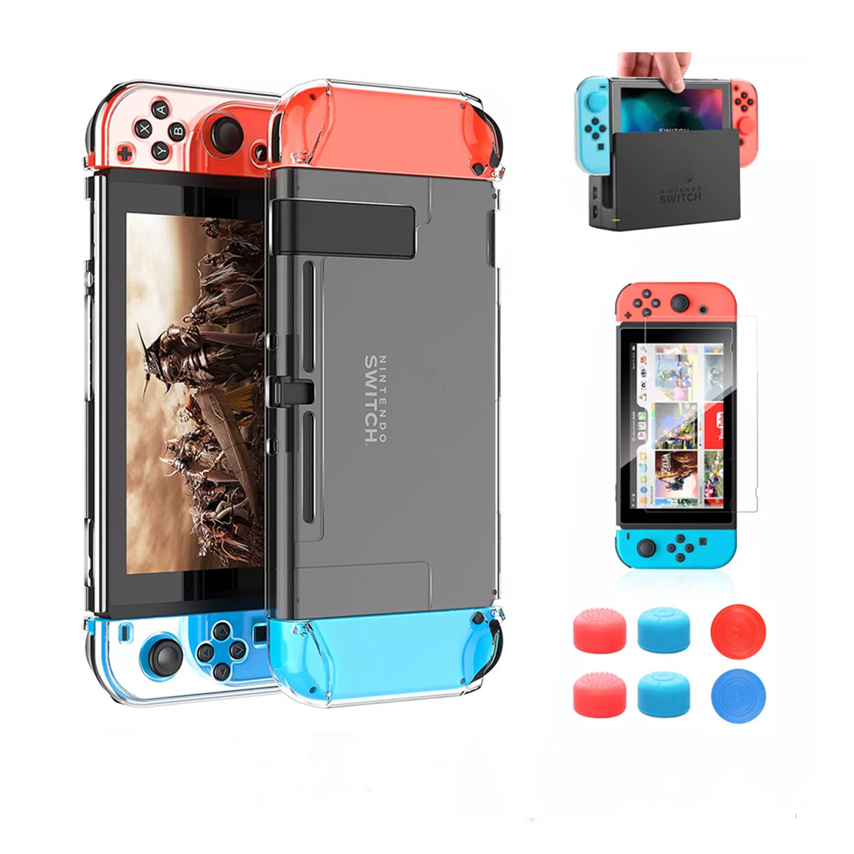 Funda protectora de carcasa de cristal transparente de Nintendo switch Funda protectora dividida para PC Funda protectora de switch