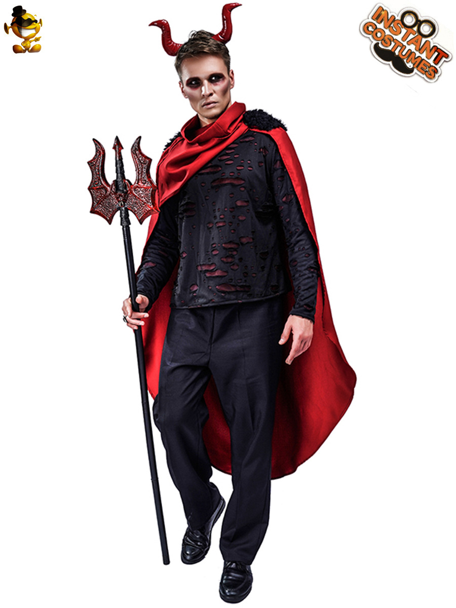 Traje de cosplay demonio de la llama de los hombres grandes traje de la muerte de los hombres adultos de Halloween image 3