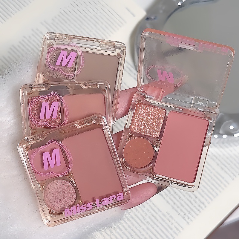 Misslara new three-color mini eye shadow plate matte pearlescent easy vignetting eye shadow plate gray pink delicate makeup