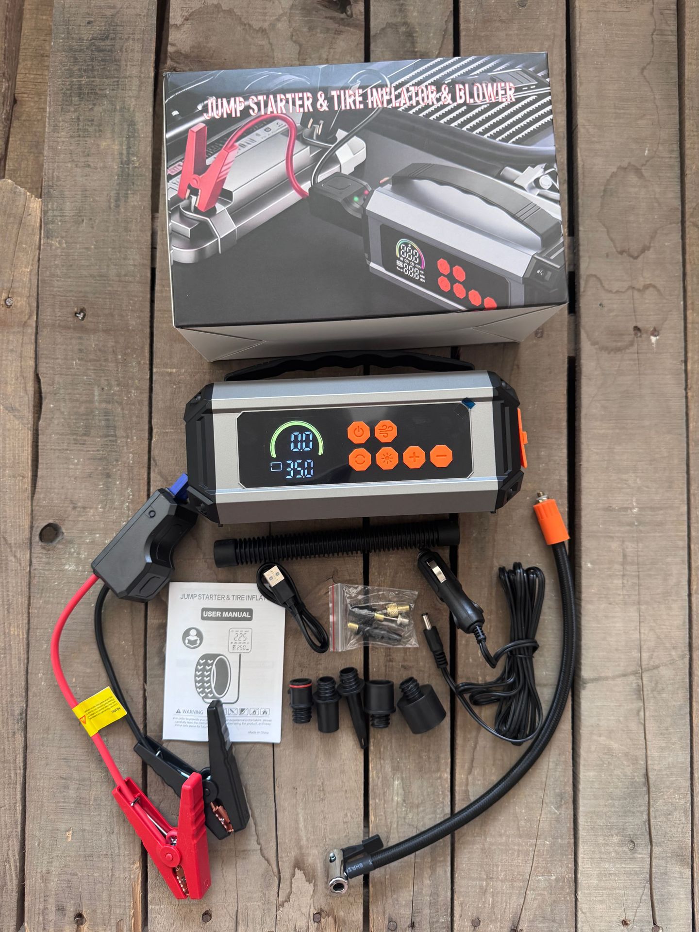 Car Air Pump, Multi-Functional Portable Electric Car Air Pump, Emergency Jump Starter