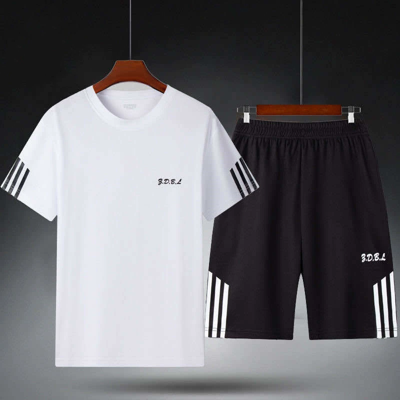 "Sports suit set — gym quick‑dry T‑shirt and shorts, breathable, sizes L–XXXXL (90–200 catties)" -> "Спортивный костюм: футболка быстросохнущая и шорты, дышащие, размеры L–XXXXL (90–200 кати)"