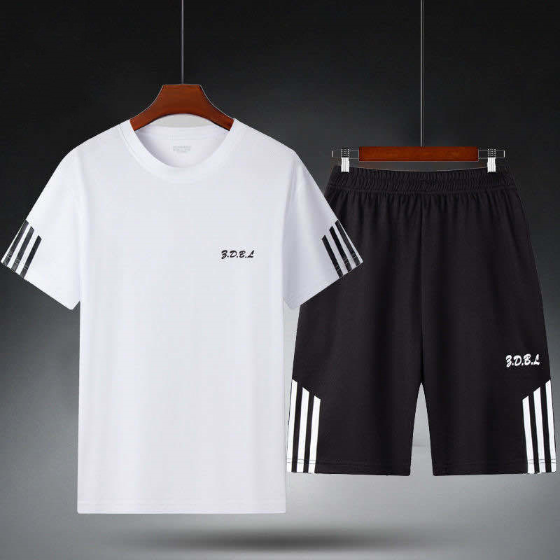 Sports Suit Men's Fitness Sweat Suit Summer Short-Sleeved T-Shirt Loose Quick-Drying Clothing Basketball Training Running Shorts Sports Suit Men's Fitness Sweat Suit Summer Short-Sleeved T-Shirt Loose Quick-Drying Clothing Basketball Training Running Shorts