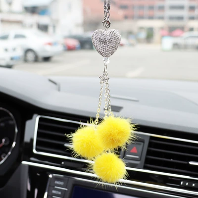 supply mink fur ball car Car hanging - peach-heart-yellow-mink-hair