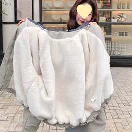 韩系休闲格子拼接工装派克服女冬季感小个子加绒加厚棉服外套