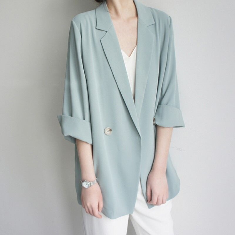 Summer Fashion 40-Inch Casual Blazer for Women, Korean Style, Plus Size, Thin Suit for Plus-Size Women, Loose Fit 10110kg Summer Fashion 40-Inch Casual Blazer for Women, Korean Style, Plus Size, Thin Suit for Plus-Size Women, Loose Fit 10110kg