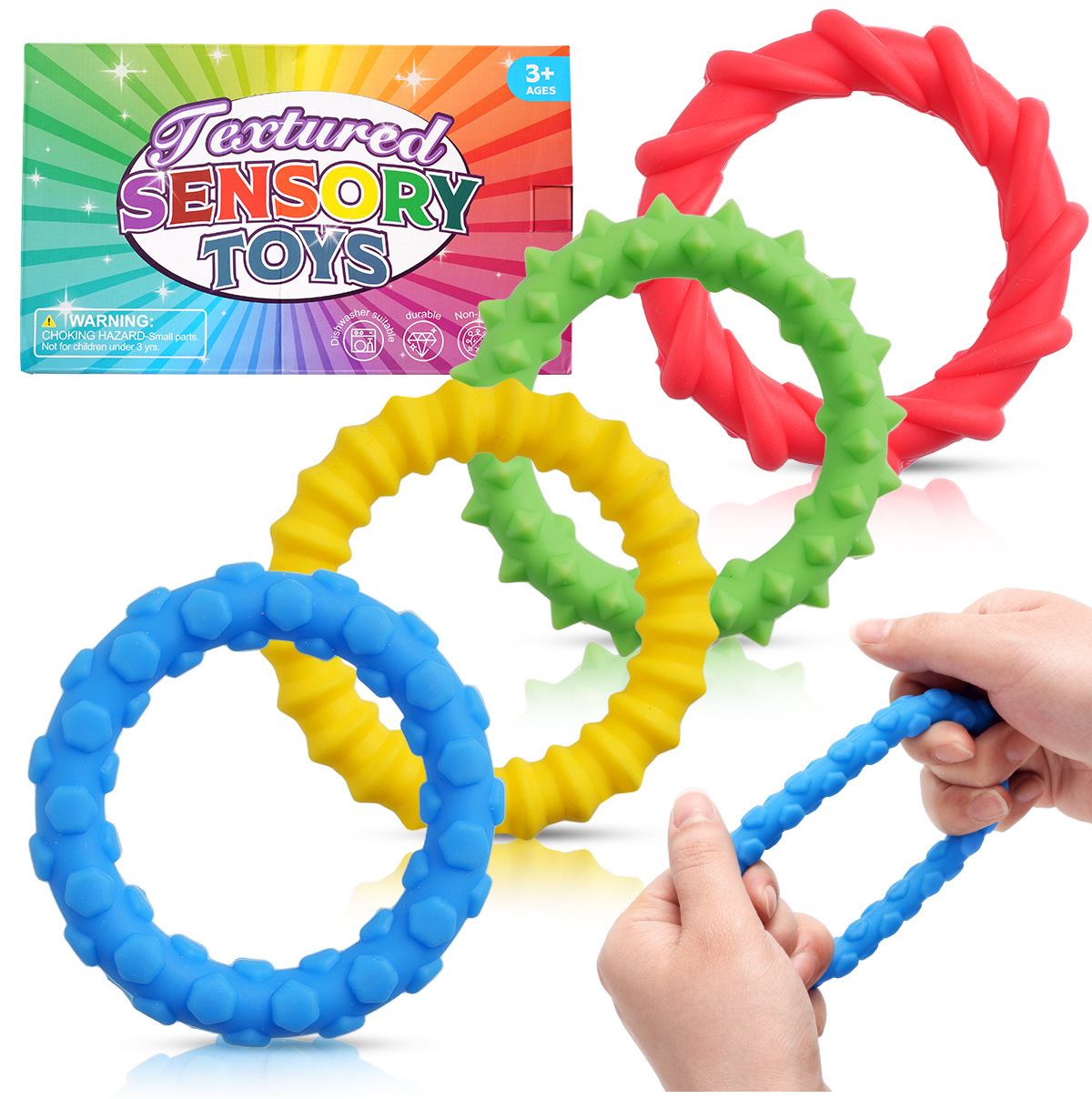 Brazalete sensorial de silicona 4pcs - caja de color
