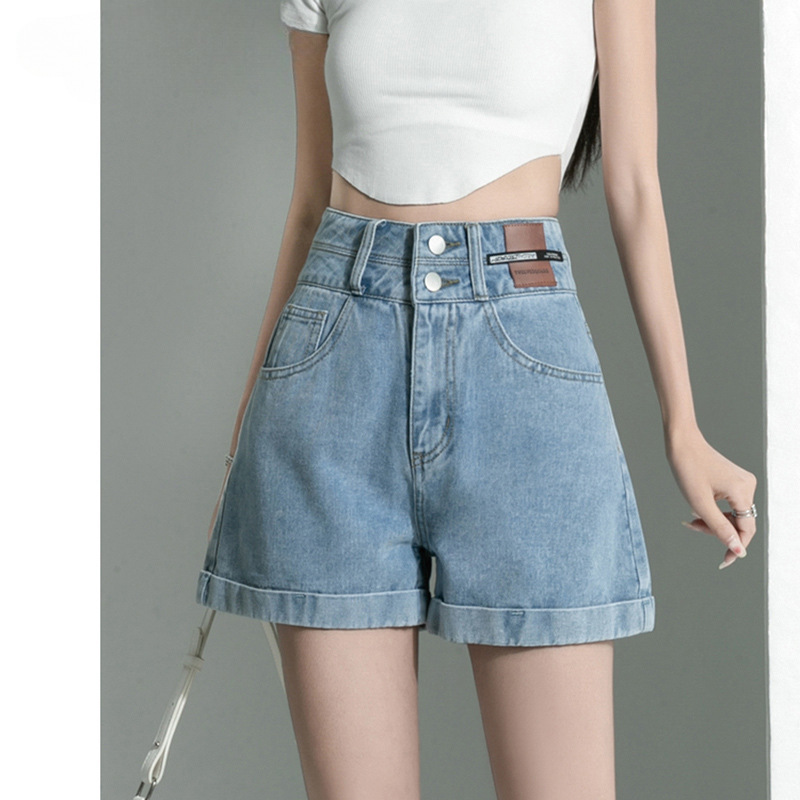 Light-Colored High-Waisted Denim Shorts for Women, Summer Thin Style, 2025 New Model, Petite Slimming Hot Pants