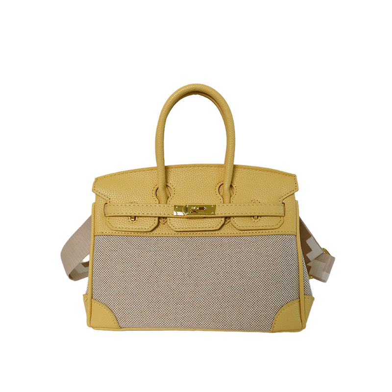Cross-border nuevo bolso portátil de platino para mujeres 2026 moda lino empalme color contraste mochila de hombro
