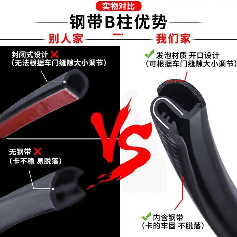 适用于奥迪A4Q3Q5汽车B柱密封条卡槽防尘降噪钢带车门缝隔音胶条|undefined