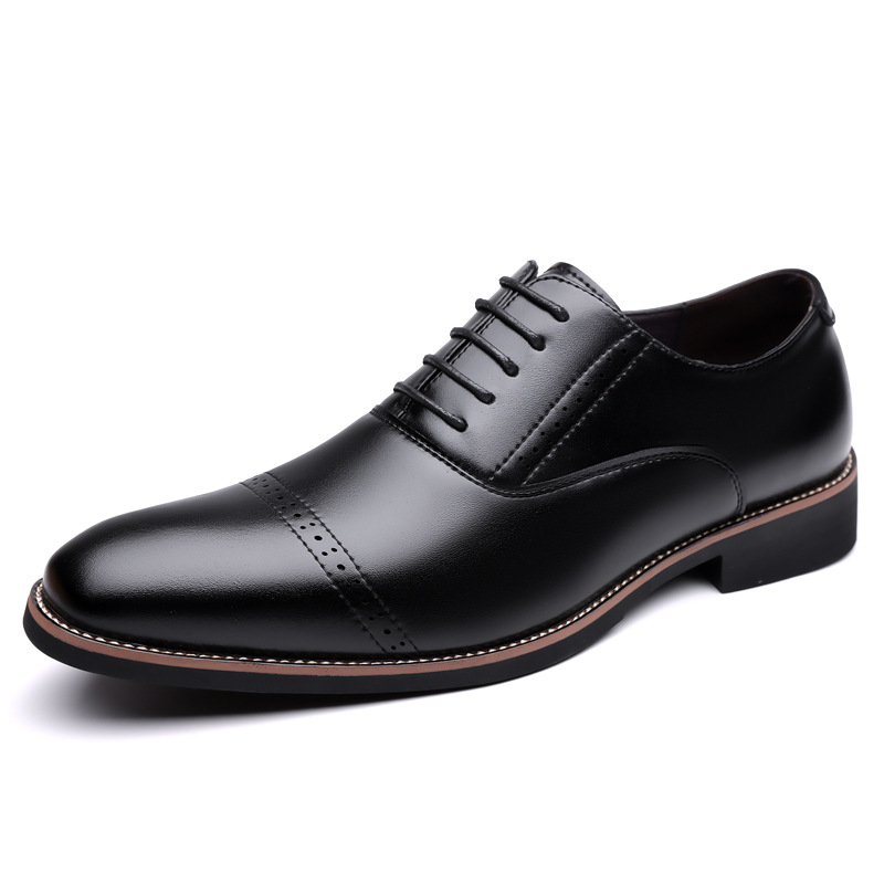 Zapatos de cuero para hombres 2024 nuevos zapatos de negocios de tres juntas de tamaño grande, cordones, zapatos de oficina para caballeros, zapatos de derby image 6