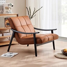 单人真皮沙发椅设计师飞机座家用实木酋长椅欧姆休闲椅躺椅轻奢