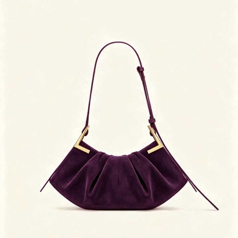 New Retro Style Underarm Bag, Autumn and Winter Pleated Fashion Handbag, Niche High-End Suede Leopard Print Shoulder Bag for Women