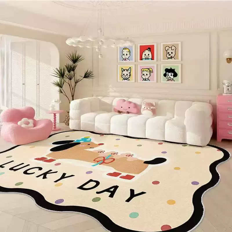 简约奶油ins风客厅茶几桌边地毯防滑耐脏耐磨易打理地垫可代发