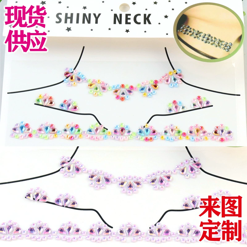 Трансграничный музыкальный фестиваль наклейка для лица Хэллоуин Вечеринка макияж наклейка на шею Личность горный хрусталь выпускной вечер красота капли воды украшение