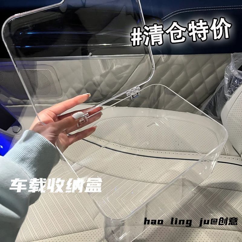 翻盖式桌面收纳盒透明亚克力防尘整理盒卧室宿舍办公室带盖杂物筐|undefined