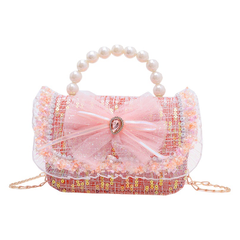 Bolso de crossbody de las muchachas del estilo de Chanel bolso de La Perla princesa de la manera del bolso de hombro de la cadena de los niños bolsa de accesorios