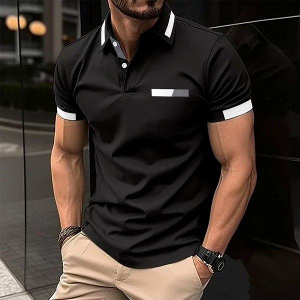 European and American Ins Cross-Border New Summer Aliexpress Amazon T-Shirt Men's Button Print Sports Polo Shirt