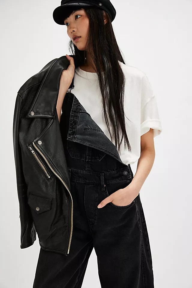 Damen Denim Latzhose Im Retro Stil Weiter Gerader Schnitt_voghion.com