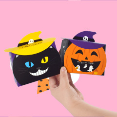 10pcsオリジナルカラーハロウィーンプレゼントキャンディー包装箱スポットカボチャ猫のアイデアがパーティーケースを責める