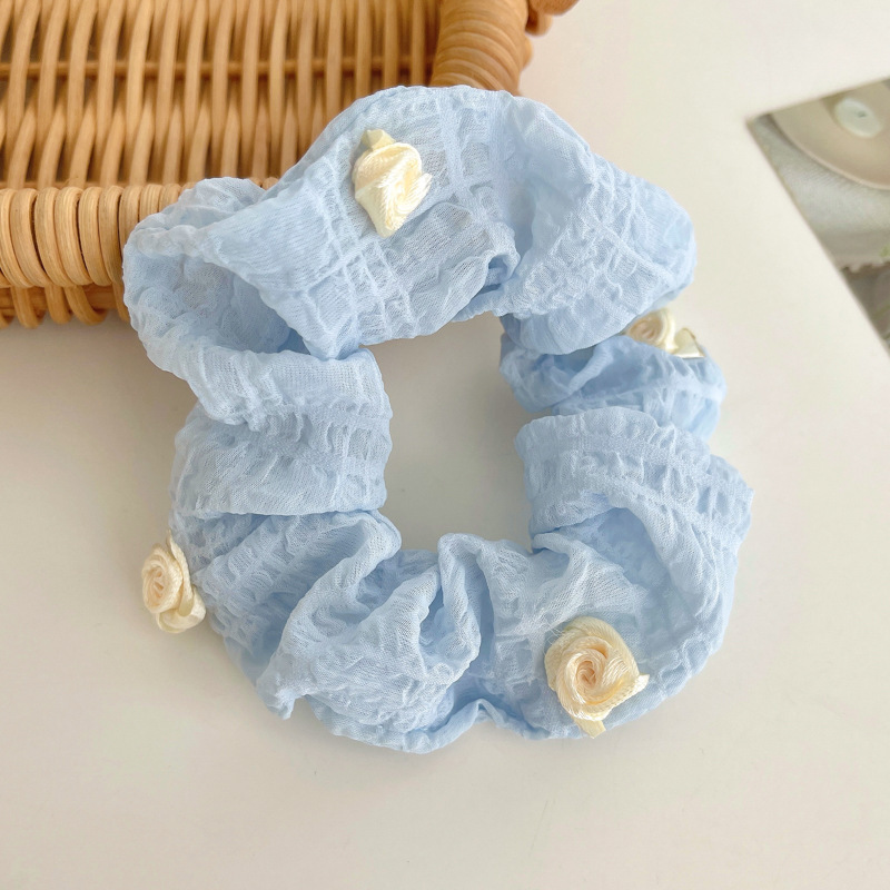 Anillo para el cabello de intestino grueso de gran tamaño coreano, bufanda cuadrada de alta calidad femenina, cuerda para el cabello, banda elástica y duradera, flor de viento perezosa