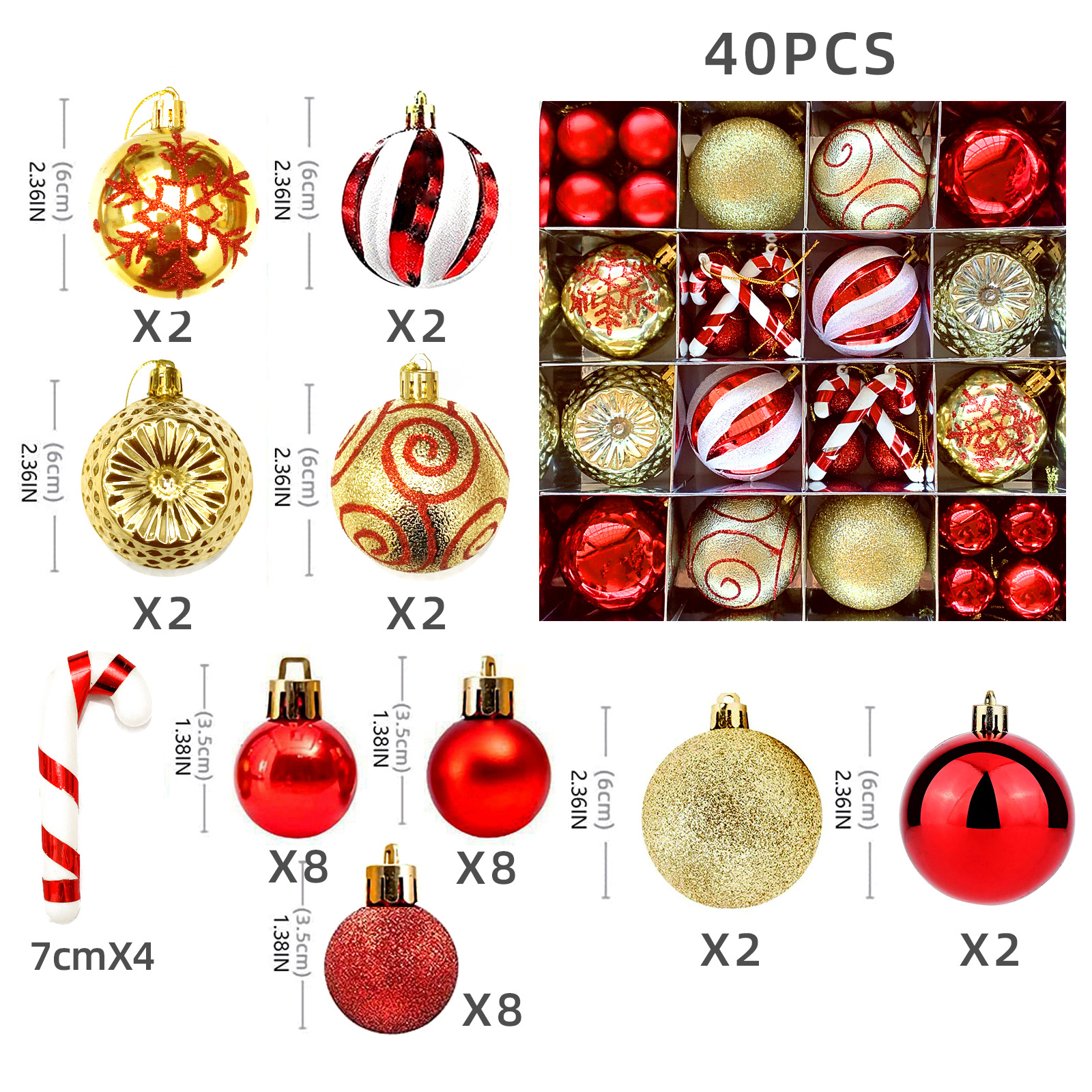 Juego de Esferas Navideñas Galvanizadas 6cm de Plástico para Árbol de Navidad image 11