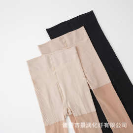 批发春秋高腰收腹提臀微透晴纶肉丝袜包芯丝直拼光腿肤色点胶连裤