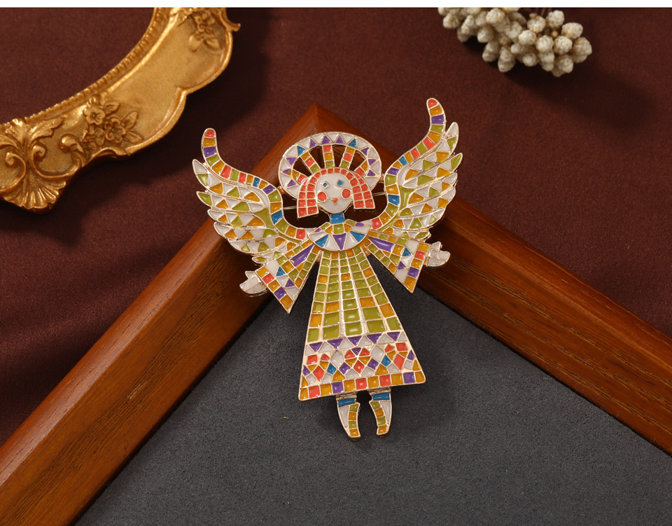 Retro Style Enamel, Enamel Craft Retro Pin Angel Alloy Enamel Women'S Brooches