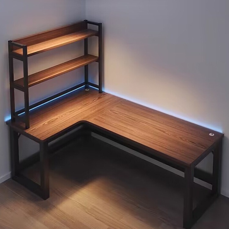 Corner Computer Table L-shaped Desktop Home E-sports Table Desk Bookshelf Bedroom Study Table Office Table and Chair Game Table