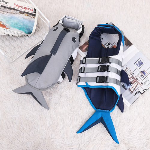 Cross-border pet swimsuit, pet life jacket, shark reflective strip swimsuit, whale dog swimsuit, dog supplies