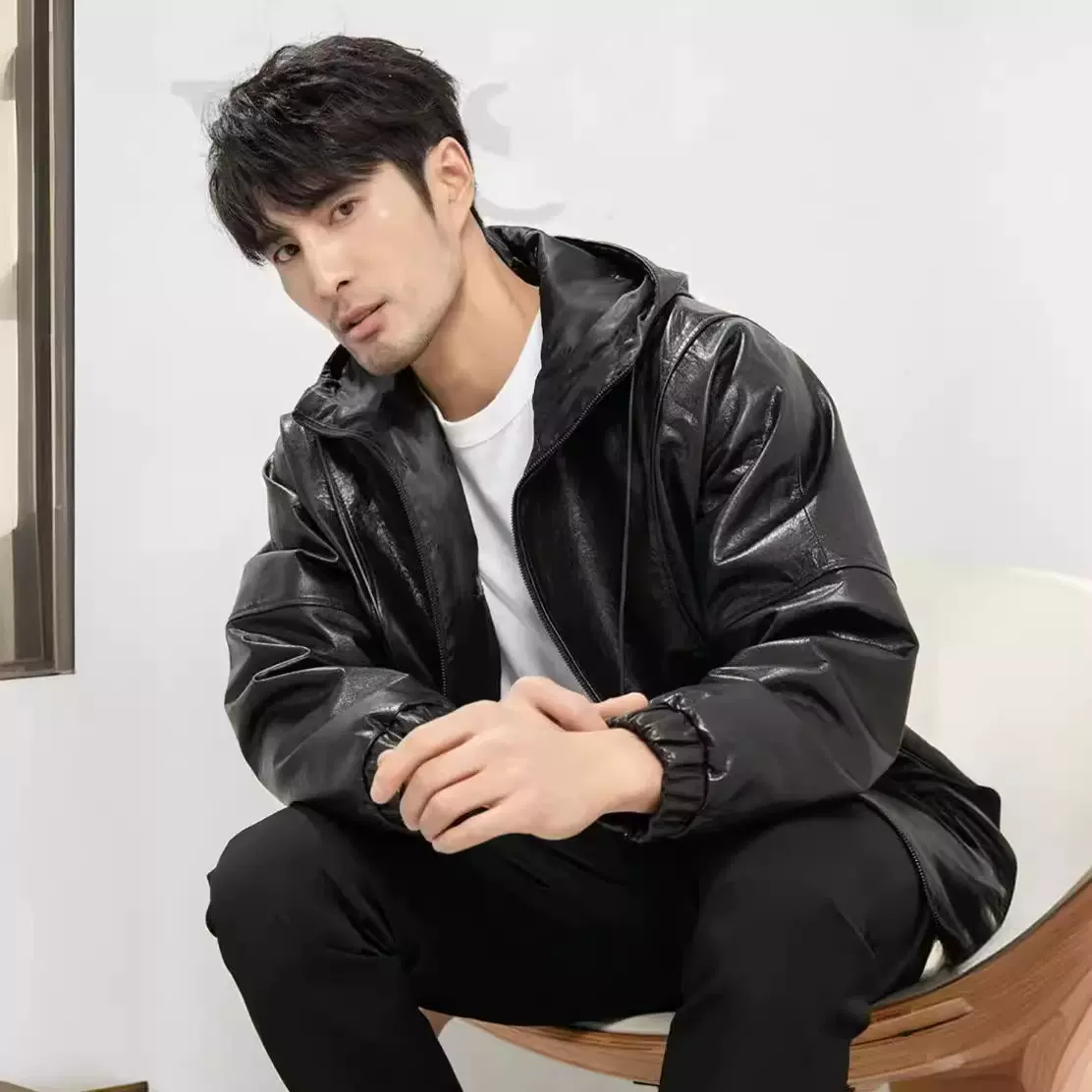 工厂直销男士头层油蜡牛皮复古蝙蝠袖宽松休闲高档皮衣皮夹克外套
