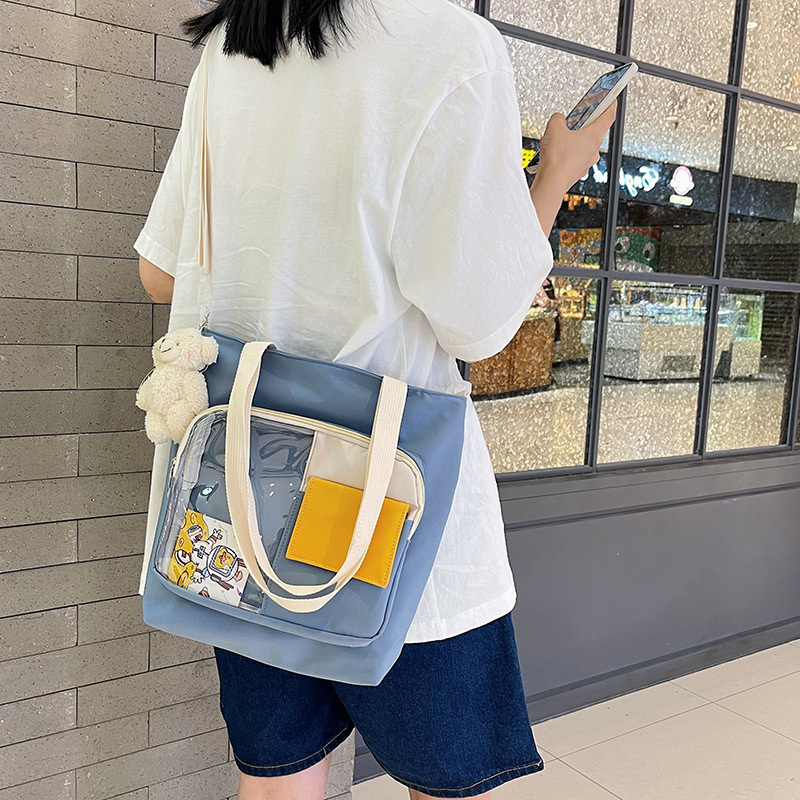 Korean style campus style shoulder bag, literary and versatile, casual student crossbody bag, cartoon cute transparent shoulder bag_voghion.com