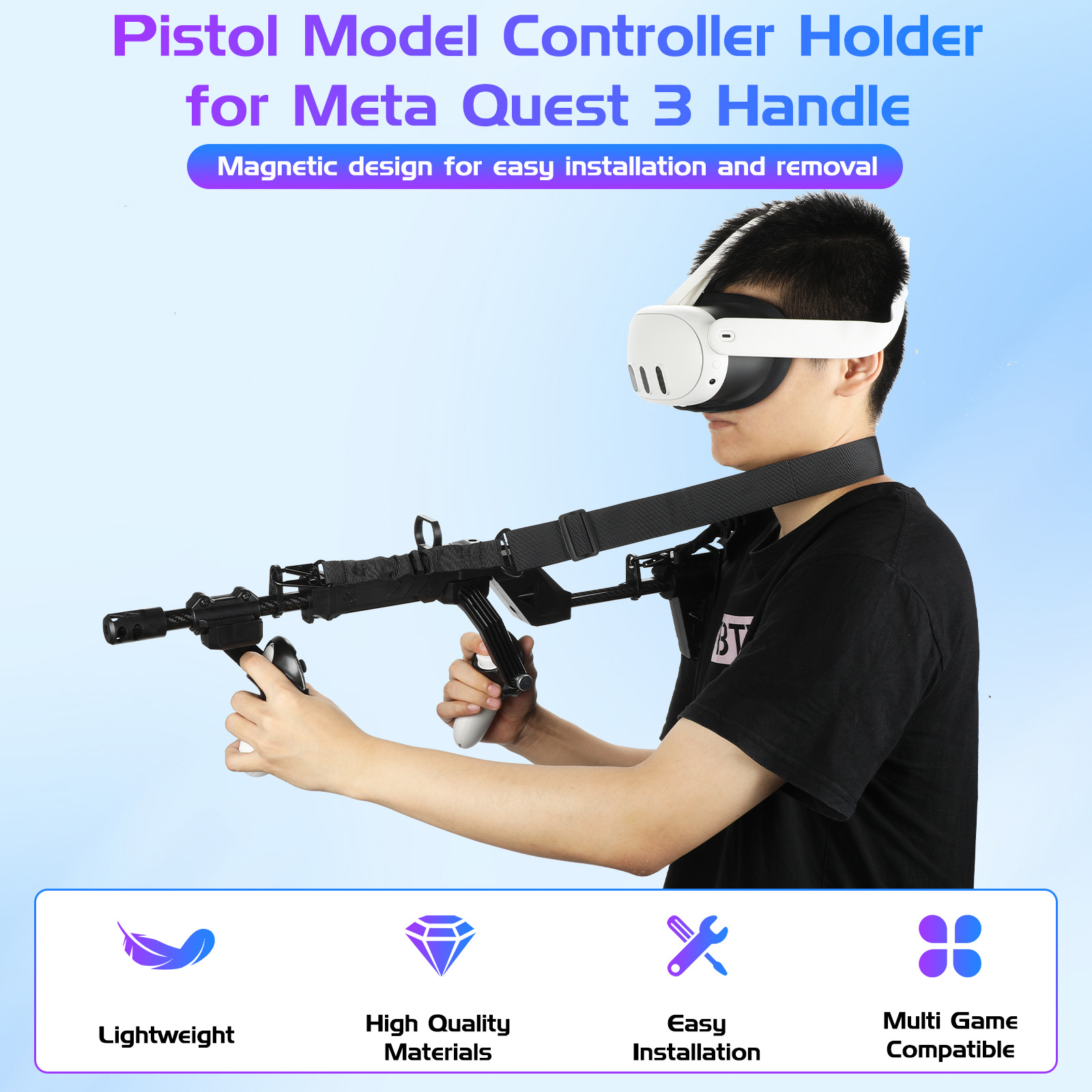 For Meta Quest 3S Gamepad Machine Gun Quest 3 Rifle Charge Handle Gunstock VR Accessories